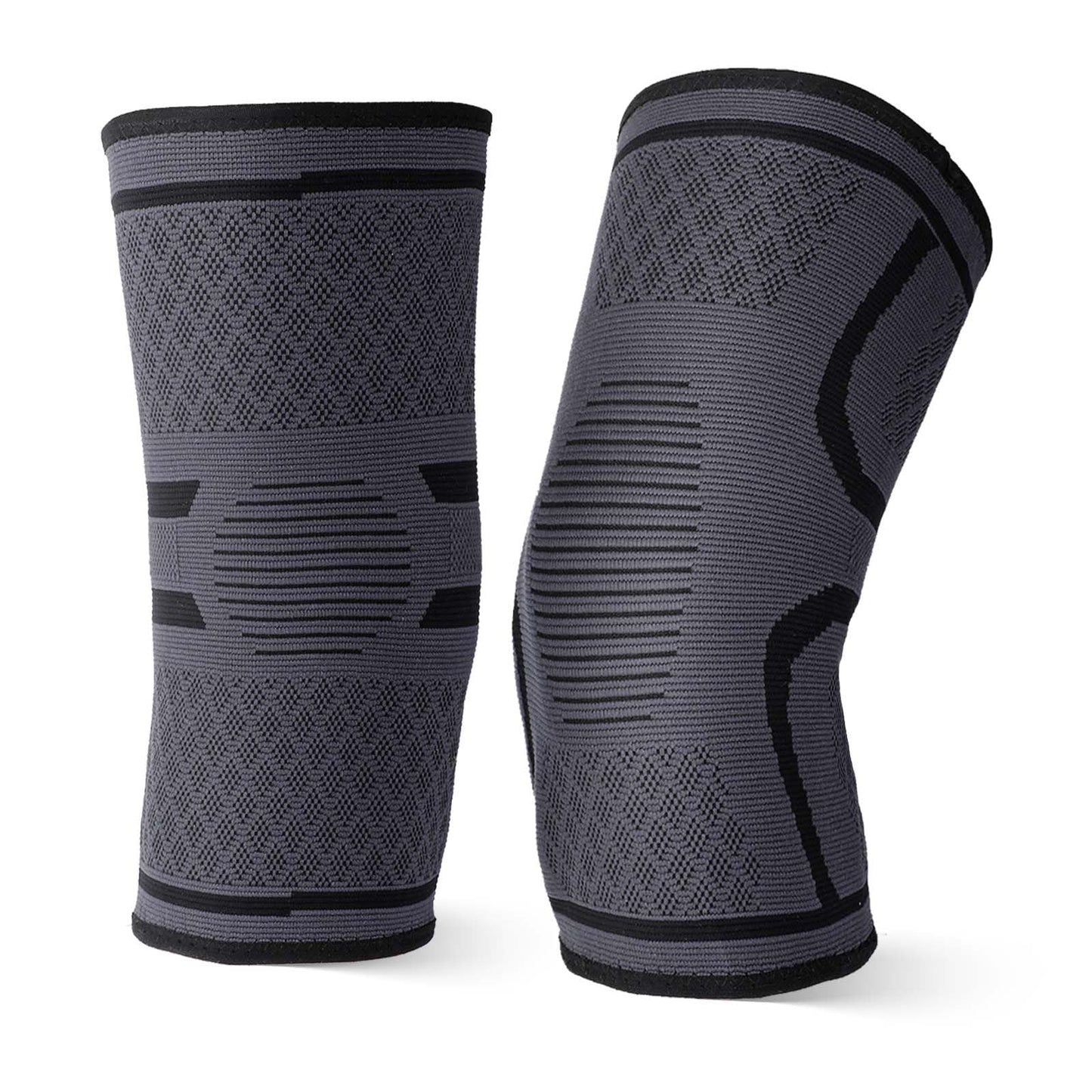 Sibba 1 Pair Knee Compression Sleeve Brace Running Weightlifting Protective Support Pads Working Out Sports Activities Double-layer Anti-slip Strip Pull Tie Arthritis Pain Leg Care Fit Women Men
