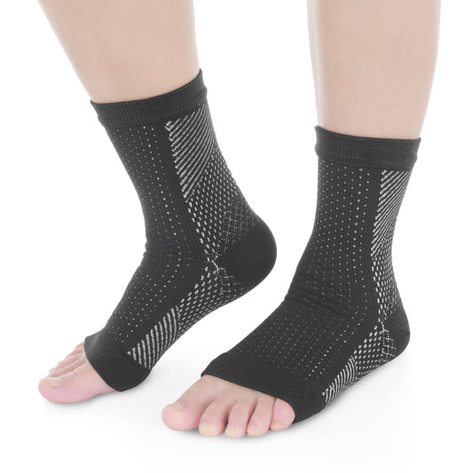 Sibba Ankle Brace Compression Support Sleeve 1 Pair Black Sprained Socks Heel Protector Men Sportswear Sports Outdoor Keep Warm in Winter for Plantar Fasciitis Arch Heel Spurs