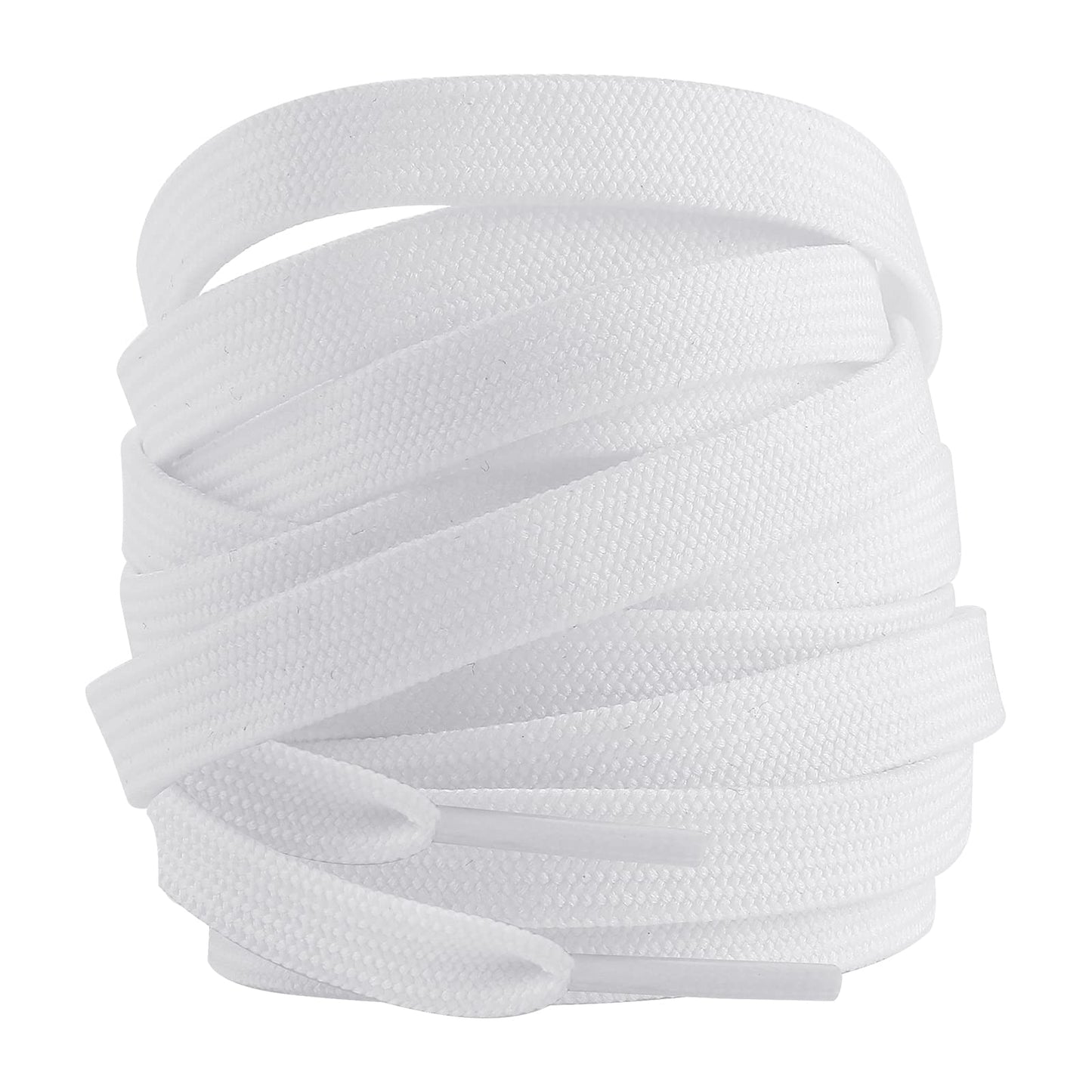 Sibba Flat Trainer Shoelaces for Sport Shoes, 2 Pairs 47" -10mm White Wide Sneakers Laces Replacement for Trainers Durable Sports Shoes Lace Flat Shoelaces for Men Women Adults Walking Running