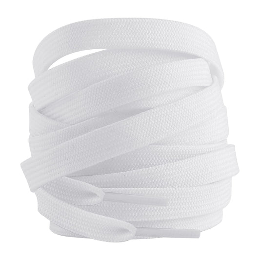 Sibba Flat Trainer Shoelaces for Sport Shoes, 2 Pairs 47" -10mm White Wide Sneakers Laces Replacement for Trainers Durable Sports Shoes Lace Flat Shoelaces for Men Women Adults Walking Running