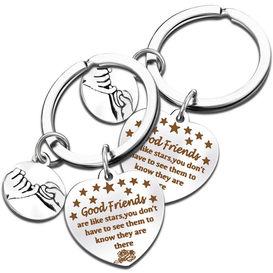 Sibba 2 Pieces Good Friends Keychain, Best Friend are Like Stars Keyring Friendship Keychain Women Birthday Graduation Gifts