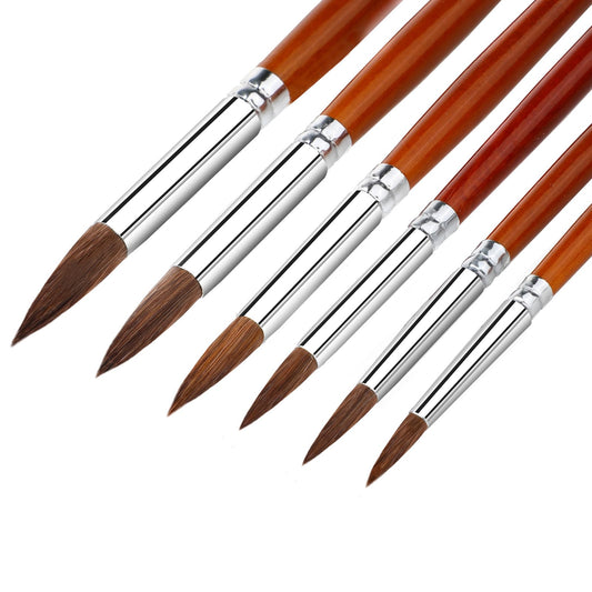 Dimeho 6 Pcs Watercolor Brush Round Pointed Detail Artist Paint Brushes Sable Brushes Professional Acrylic Paint Brushes for Watercolor Acrylic Ink Painting