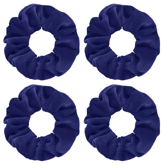 4 Pcs Velvet Hair Scrunchies Large Elastic Hair Band Thick Soft Scrunchy Ropes Curly Ponytail Holder Ties Gift for Wristband Girls Women Hair Accessories Valentine's Day(Blue)