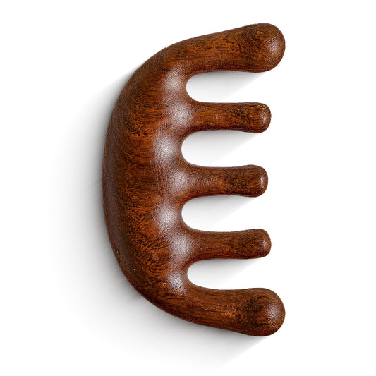 Qianyu Wooden Scalp Massager Sandalwood Wide Tooth Massage Combs Relax Round Teeth Massage Tool for Women Men Hair Growth Haircare Head Fatigue Soothing Gua Sha Acupoint Health Care