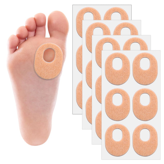 24 Pcs Callus Cushions for Feet, Corn Cushions for Toes and Feet Self-Stick Adhesive Round Felt Padding, Relief Pain from Calluses Corns Blisters Heel Frictions - Skin Color