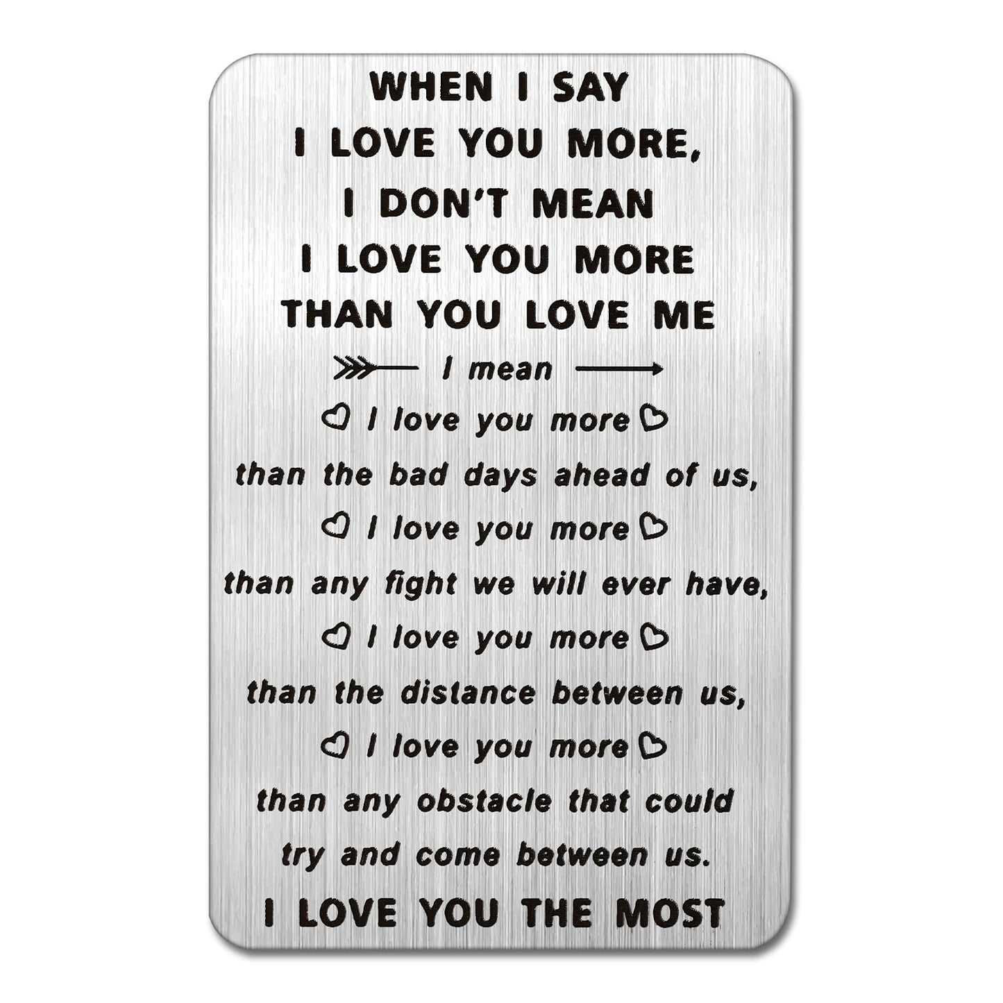 Wanmu When I Say I Love You More Wallet Card, Anniversary Gifts Card for Boyfriend, Romantic Valentines Day Gifts, Man Christmas Card, I love you Long Distance Sentimental gifts for Him Her, Stainless