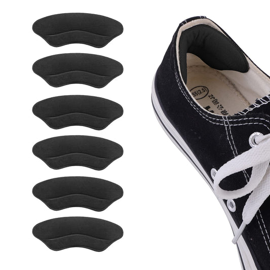 Sibba 6Pcs Heel Grip Liner, Heel Cushion Inserts for Shoes Too Big Add Extra Volume Back Insoles Self Adhesive Shoe Insoles Heel Cushion Pads Stickers Foot Protector for Women Men (Black)