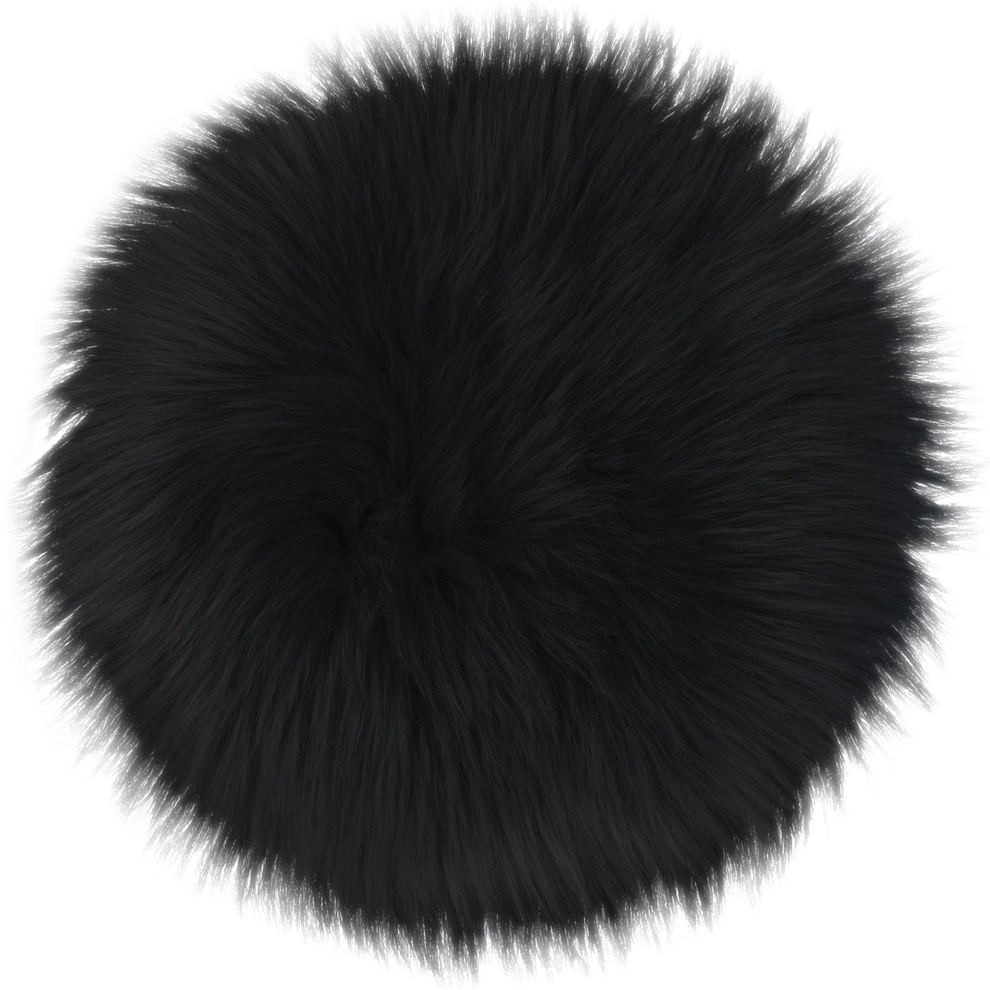 Sibba Bedroom Area Rug Fluffy Faux Fur Fuzzy Long Fireplace Hide Round Carpet Chair Cover Cushion Pad Plush Washable Table Cover Home Kitchen Decorative(10 Inch,Black)