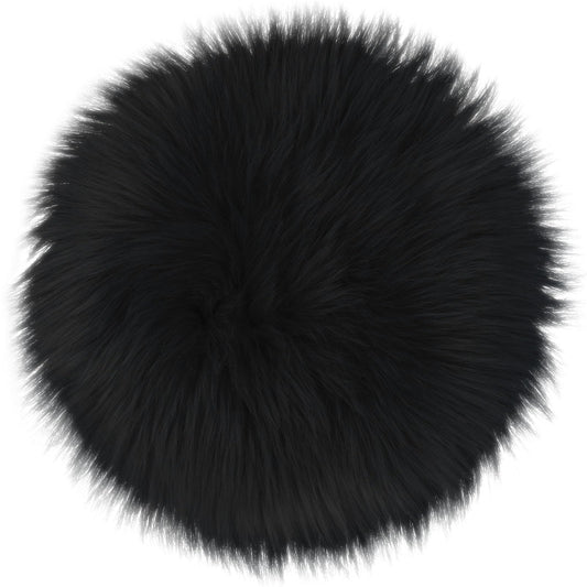 Sibba Bedroom Area Rug Fluffy Faux Fur Fuzzy Long Fireplace Hide Round Carpet Chair Cover Cushion Pad Plush Washable Table Cover Home Kitchen Decorative(10 Inch,Black)