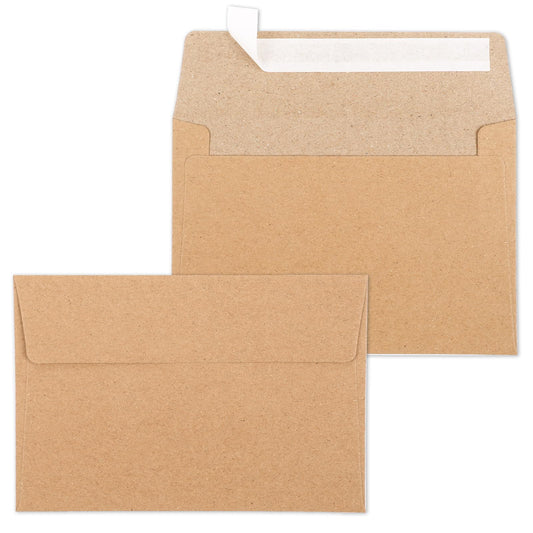 50 Pack Kraft Envelopes A4 Brown Envelopes Kraft Paper Invitation Envelopes Postcard Envelopes Self Seal Envelopes for Wedding, Birthday Party, Gift Cards, Photos, Greeting Cards
