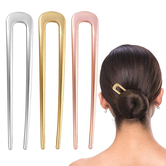 3 Pcs U Shaped Hair Pins Bobby Pins Metal French Style Hair Grips Hair Pins for Buns Vintage Hair Fork Hairstyle Accessories for Women Girls All Hair Types and Hair Styles