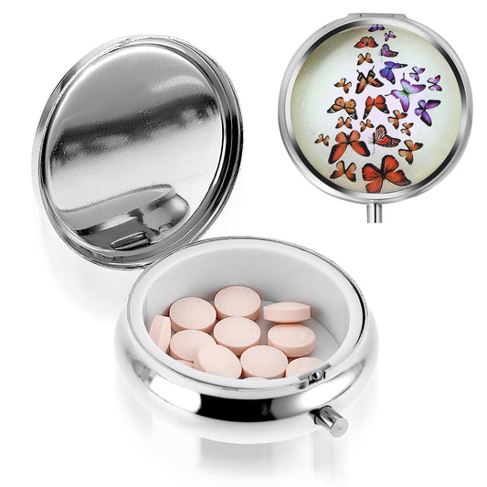 Sibba Portable Medicine Pill Case, Travel Multi-Functional Moisture Proof Pill Box for Purse & Pocket, Cute Metal Medicine Pill Organizer Box for Vitamins, Fish Oil & Supplements(Red)