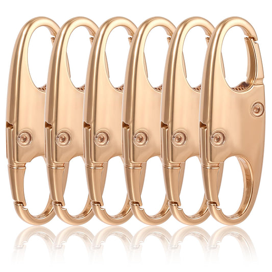 Dimeho 6Pcs Zipper Clip Theft Deterrent Double Small Carabiner Clips S Carabiner Zipper Pull Locks for Backpacks Luggage Suitcase Camping (Gold)