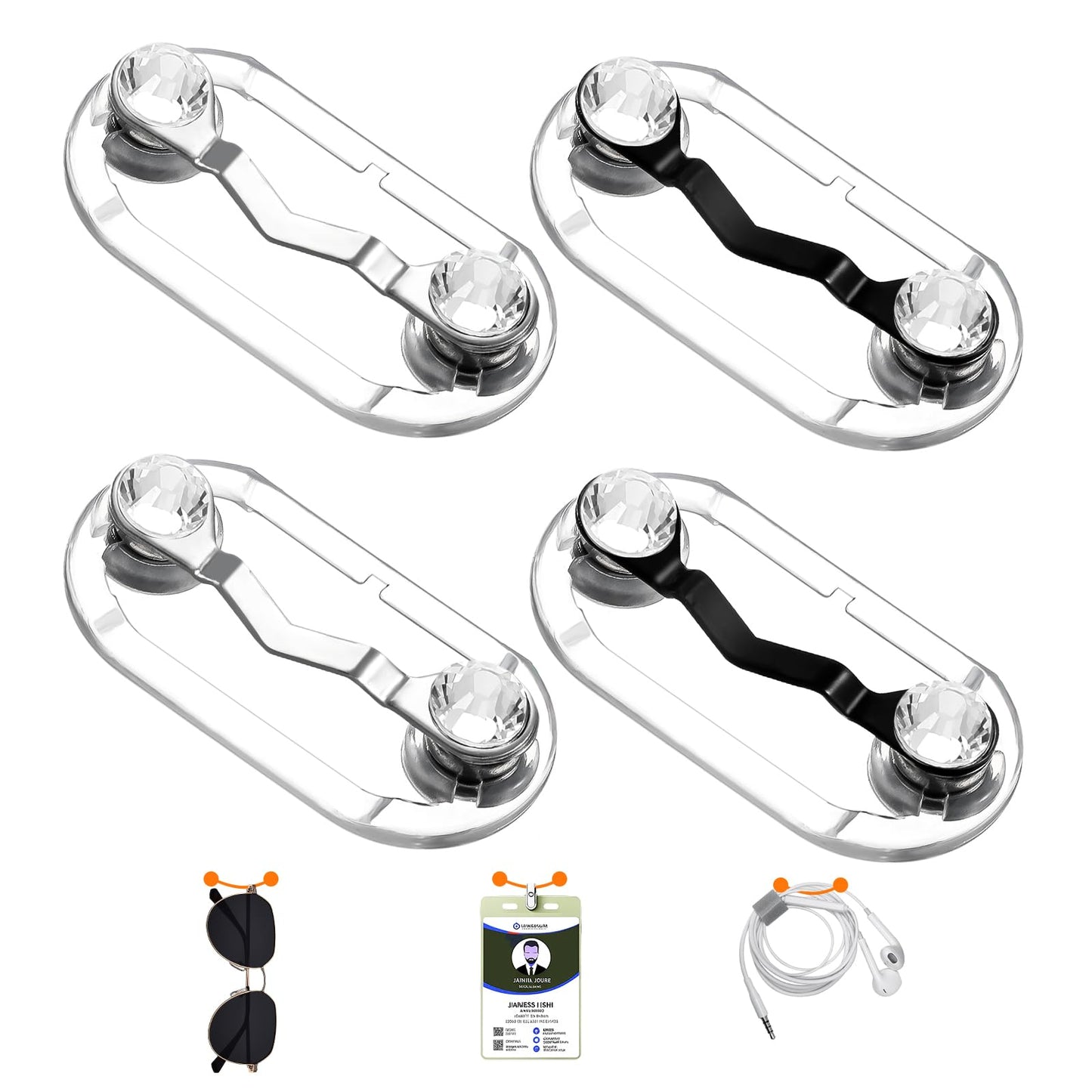Wanmu Magnetic Eyeglass Holder, 4 Pcs Magnetic Badge Holder, Eyeglass Clip, Sunglasses Holder, Readerest Magnetic Eyeglass Holder, Name Tag for Men and Women