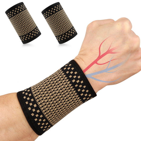 Sibba Compression Wrist Sleeve, 2 Pack Elastic Wrist Support Sleeve, Soft Wrist Wrap Wristbands for Fitness, Sport, Weightlifting, Typing