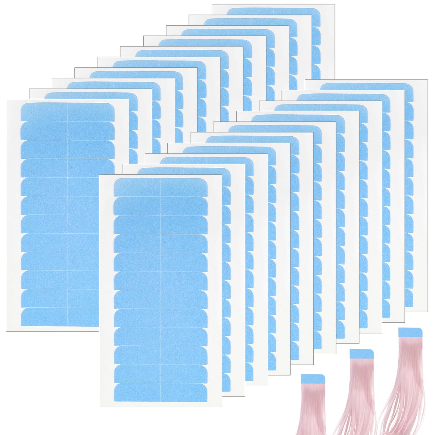 COMNICO Hair Extension Tape, 20 Sheets Adhesive Replacement Tape for Hair Extensions Double Sided Hair Strips for Toupee Human Hair Tape Tabs Strong Waterproof Hold Tape Wig Tape Beauty Tools