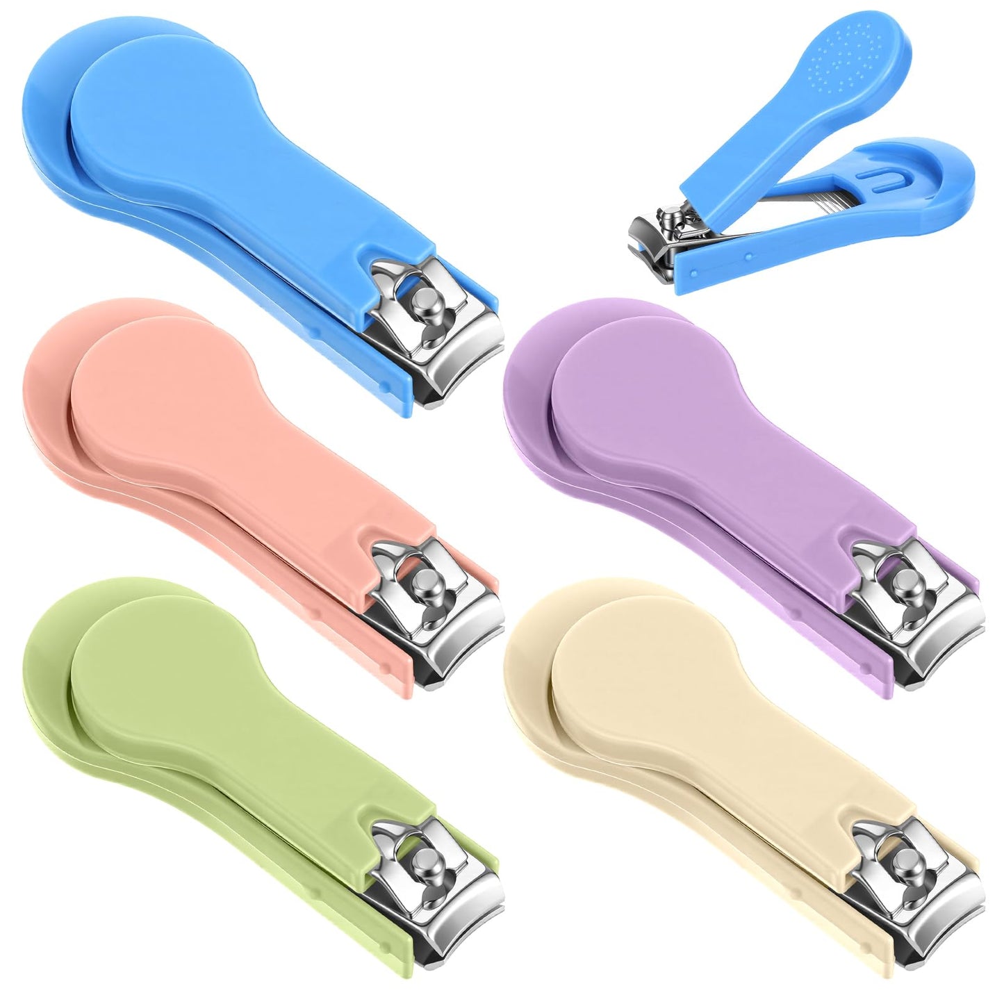 Qianyu 5 Pcs Baby Nail Clippers Fold Up Baby Nail Clippers Stainless Steel Finger Trimmer Cutter Small Jaw Precise Safe NailTrimmer Fingernail Clipper for Newborn Infant Nursery Baby's Fingers Toes