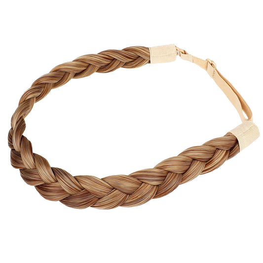 COMNICO Hair Braided Headband, Synthetic Wide Classic Braids Headband Elastic Stretch Hairpiece Wig Band Women Girl Hair Beauty Accessories for Women Hair