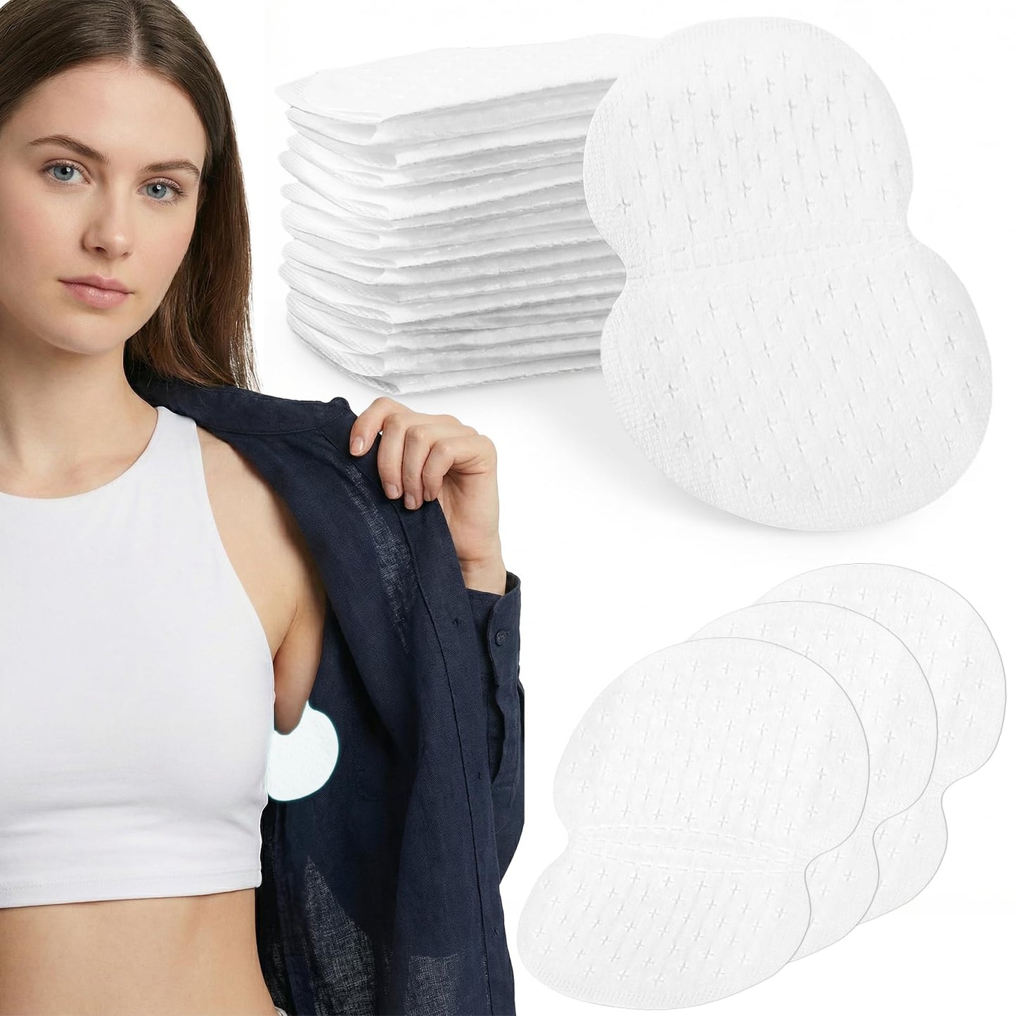 Qianyu 60 Pcs Armpit Sweat Pads Disposable Underarm Sweat Pads for Sweating Women men Easily Absorb Sweating and Neutralize Odors for Travel & Daily Life Under Arms Stay, Non Visible