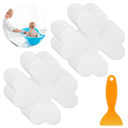 COMNICO Non Slip Bathtub Stickers with 1 Premium Scraper, 20 PCS Transparent Safety Strips Bath Tub Stickers Appliques Peel Prevent Slipping Grips for Shower Floor Stairs Tub Grips Stand