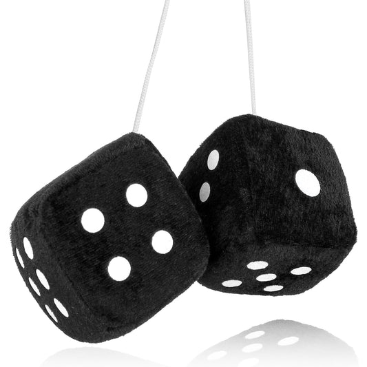 COMNICO Fuzzy Plush Dice for Car Mirror, 2 Pcs Classic Vintage Fuzzy Car Dice Soft Square Hanging Dice Car Accessories Ornament Decoration for Car Rearview Automotive Interior Mirror