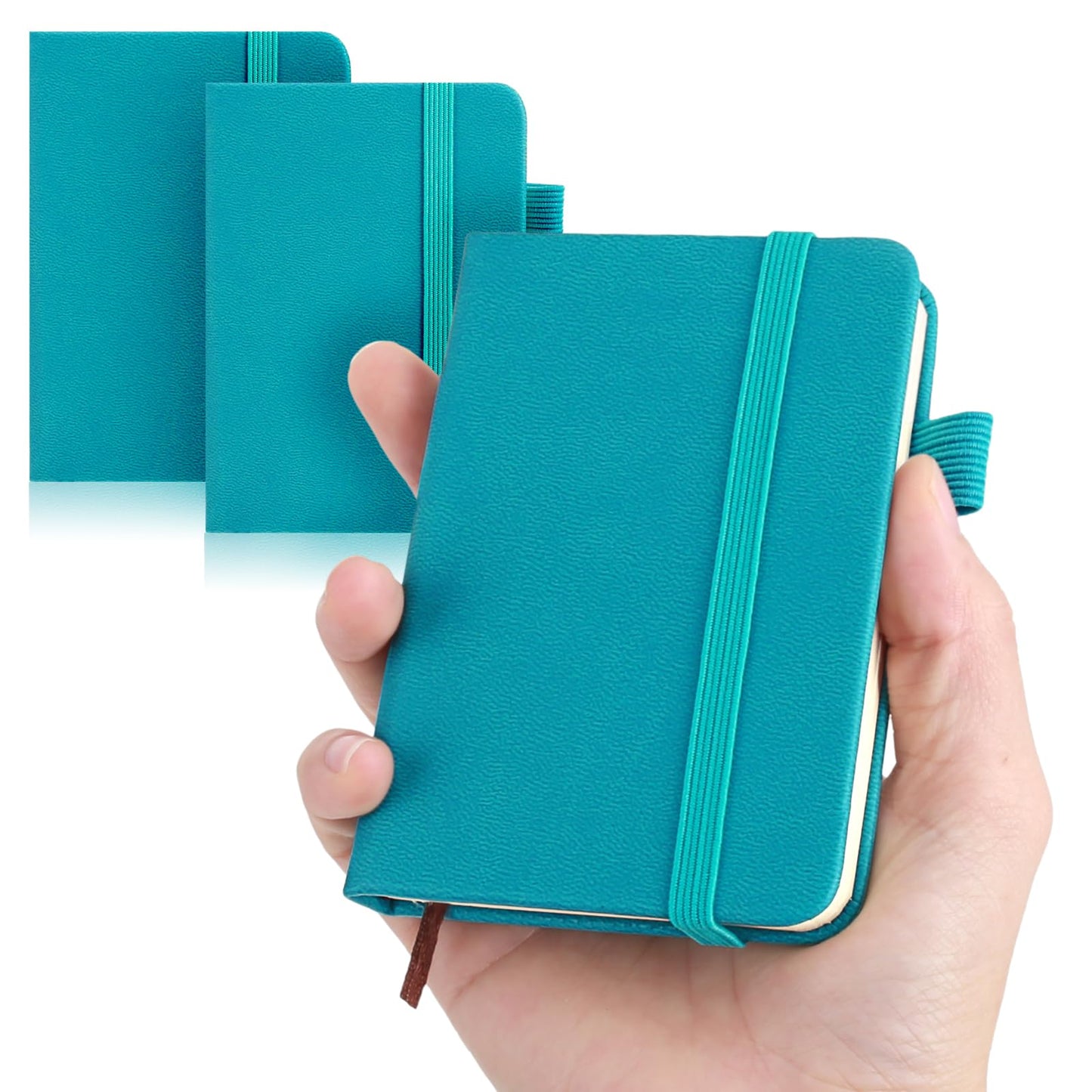 Small Notebook Journal Hardcover Mini Notebooks Notepad Premium Thick Lined Paper with Marker Ribbons for Office Work, 2-Pack, A7, 4.33 × 3.15 × 0.70 inches/11 × 8 × 1.8 cm, 100 Pages (Sky Blue)