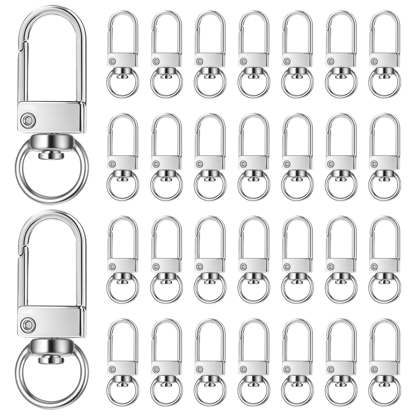 30 Pcs Metal Lobster Claw Clasp Silver Swivel Snap Hooks Small Keychains Clasps DIY Key Chain Hooks Lanyard Clips Snap Hook for Jewelry Making Art Crafts Necklaces Bracelet Purse Hardware Connector