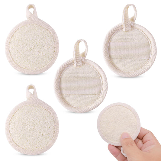 Sibba Face Scrubber Exfoliator 4 Pieces Facial Makeup Remover Sponges Exfoliating Cleansing Clean Mini Pads Exfoliate Loofah Scruber Bath Washing Brush Women Men Skin Care Pack