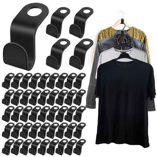 Sibba Clothes Hanger Connector Hooks, 50 Pieces Cascading Hangers, Hanger Extender Clips, Closet Organizer for Space Saving(Black)