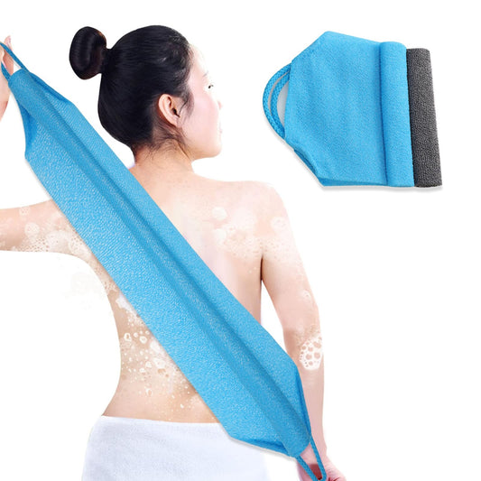 COMNICO Back Scrubber for Shower, 2 Pcs Exfoliating Double Sided Bath Brush with Handles Body Scrubber Nylon Deep Clean Washcloth Bath Towel Tool for Men Women