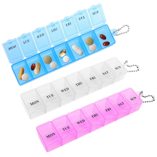 Sibba 3 Packs Pill Organizer Case Weekly 7 Days Medicine Storage Compartments Container Holder Small Travel Box Week Daily Medication Dispenser Reminder