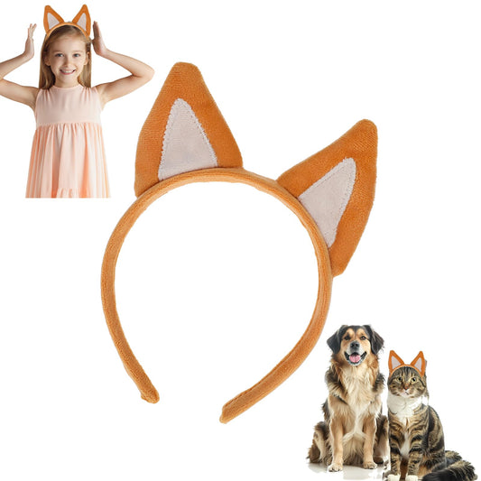 Sibba Shepherd Dog Headband Cute Hat Ears Hairband Animal Caps Headwear Soft Headpieces Costumes Hair Accessories Women Hair Band for Makeup Spa Gifts Cosplay Washing Party(Yellowish brown)