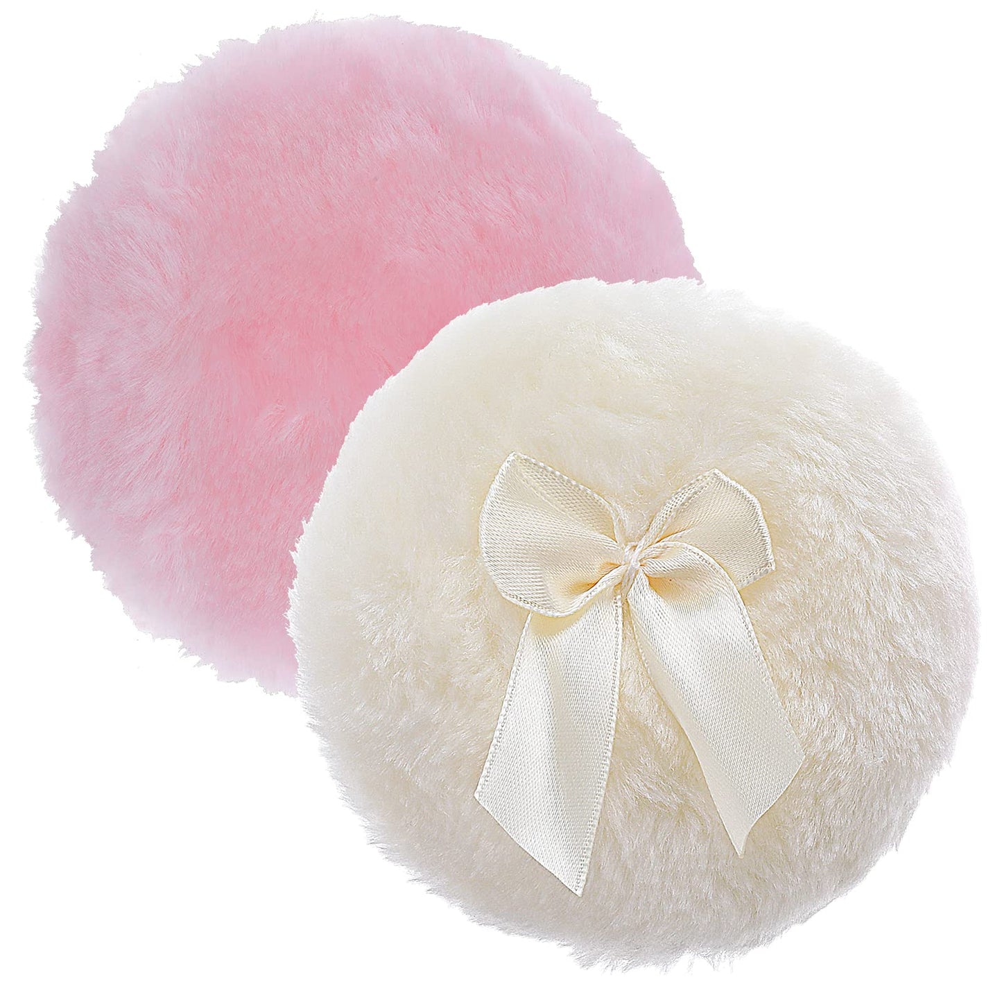 Sibba Large Fluffy Powder Puff, 4 Inch Ultra Soft Washable Reusable Velour Face Body Powder Puff Loose Powder Puffs Wet Dry Makeup Tool (Pink&Yellow), 2.0 count
