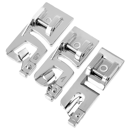 3 Pcs Narrow Rolled Hem Sewing Machine Presser Foot Set (3mm, 4mm, 6mm), Universal Sewing Rolled Hemmer Foot for Low Shank Snap-On Singer, Brother, Babylock, Janome, Kenmore, White Sewing Machines