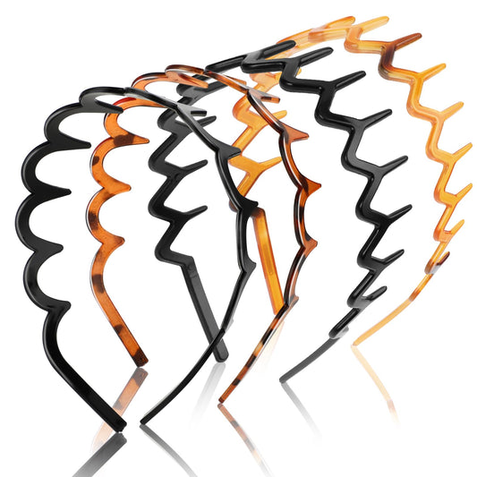 Zig Zag Headbands, 4 Pieces Shark Tooth Hair Comb Hairband, Wavy Shape Plastic Hair Bands Zigzag Headband, Hair Hoop Accessory for Women Lady Girls
