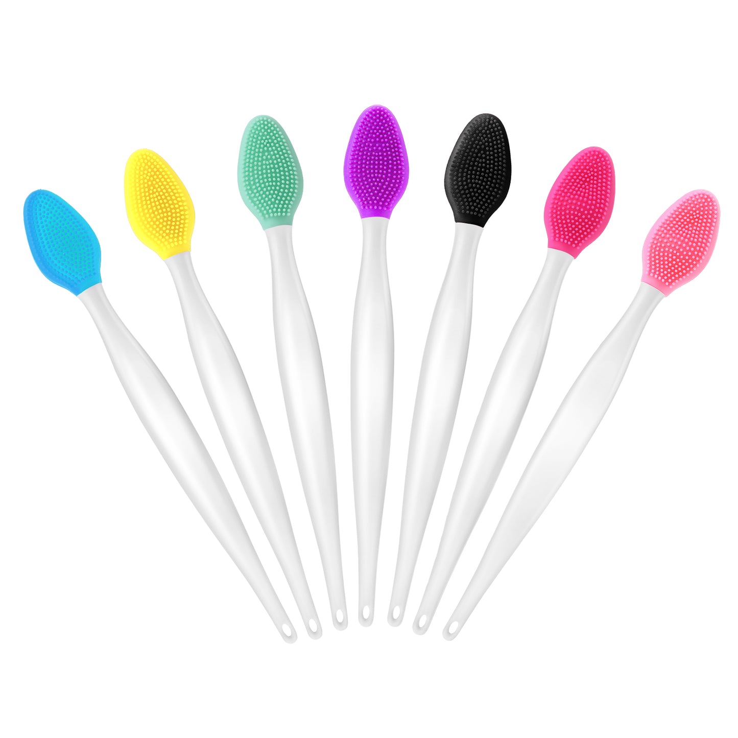7 Pcs Lip Scrub Brush Mini Soft Scrubber Exfoliator Double-Sided Silicone Exfoliating Tool Gentle Lip Exfoliator Scrubber Brush Lightening Dark Lips for Smooth Soft Bright Healthy
