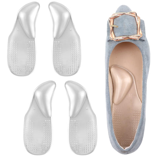 COMNICO 2 Pairs Arch Support Shoe Inserts Self-Adhesive Gel Arch Pads Heel Cushion for Flat Feet Plantar Fasciitis Relief Pressure(Clear)