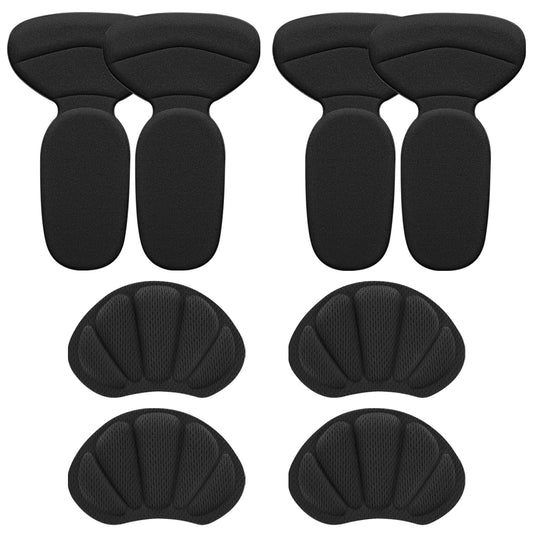 Sibba 4 Pairs Butterfly Foot Care Protector Heel Cushion for Big Shoes Includes 2 Pairs Self-Adhesive Heel Cushion Pads and 2 Pairs T Shape Heel Grips Liner Insert Preventing Too Big Shoe Relieve Pain