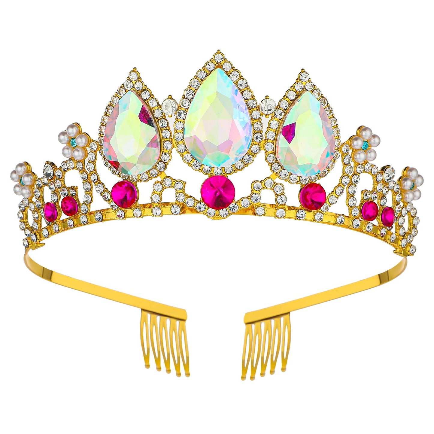 Sibba Tiaras Crowns Glitter Headband Crystal Hairband Princess Head Band Beautiful Diamonds Queen Hair Accessories Fit Women, Party, Take Photos, Decorations, Birthday (Gold)