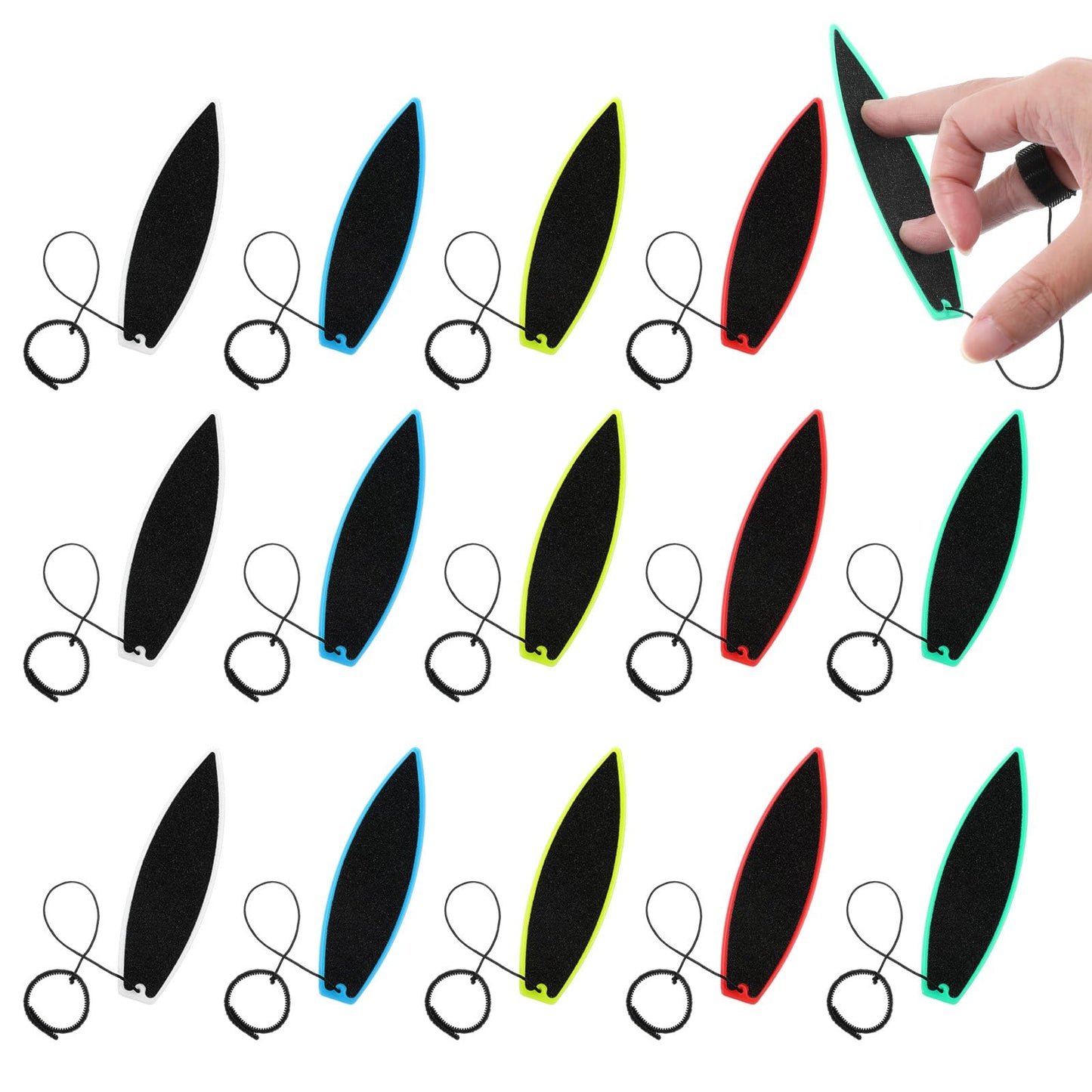 Gsbnjuy 15Pcs Finger Surfboard, Mini Surfboard with String, Finger Surfing Board Wind Surfing Toys for Car Window, Fingers Surf Toys for Kids and Adults (5 Colors)
