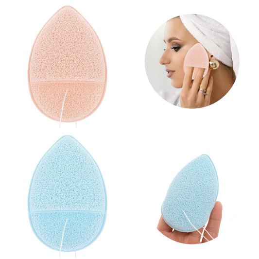 2 PCS Facial Sponge Glove Bath Sponge Gentle Exfoliating Pads Wash Reusable Puff for Daily Face Deep Pore Cleansing Blackheads Dead Skin, Makeup Remover