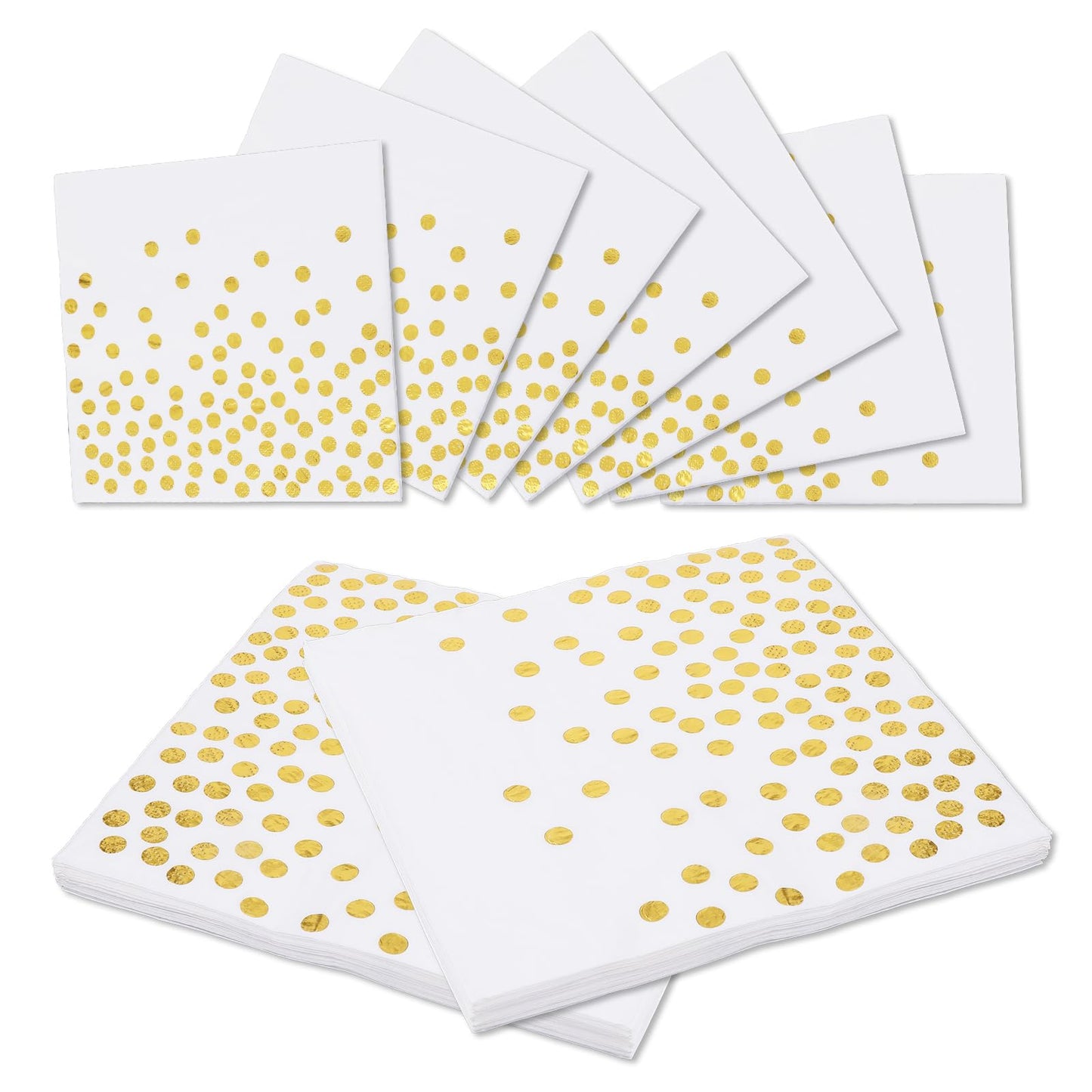 Sibba 40Pcs Gold Napkins, 3-Ply Bar Cocktail Napkins, Gold Foil Polka Dot Paper Napkins, Disposable Napkins for Christmas, Wedding & Birthday