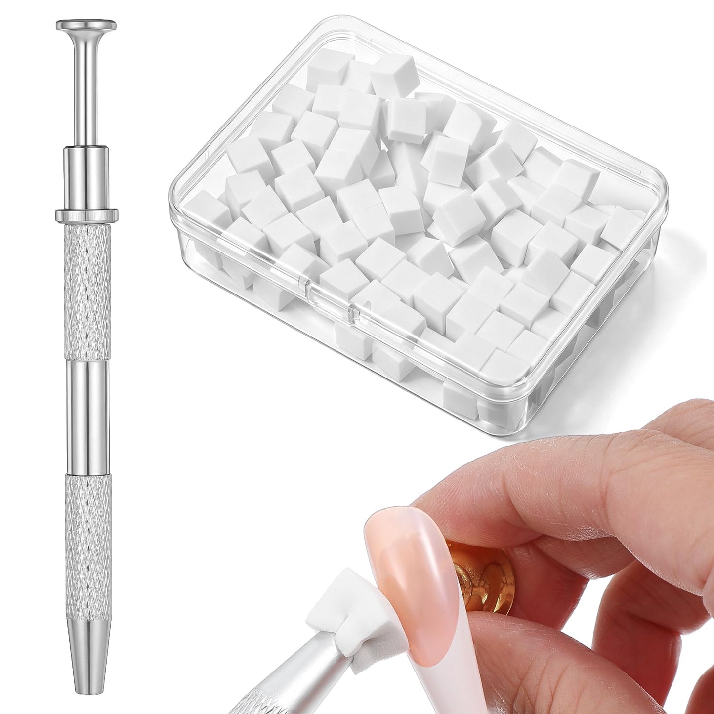 Pack of 200 Nail Art Sponge with Metal Gripper Sponge Brush Applicator Sponge Nail Brush Nail Design Accessories Sponge Brush Used to Create a Variety for Gradient Nail Art Patterns