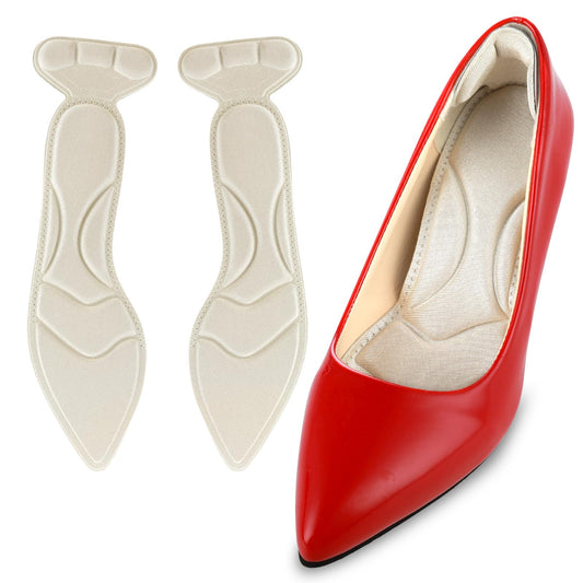 WLLHYF 1 Pair High Heel Shoe Insoles Breathable Sponge Foot Cushion Metatarsal Pads Heel Insoles with Heel Grips Boot Inserts for Women Loose Shoes Metatarsal Arch Foot Pain (White)