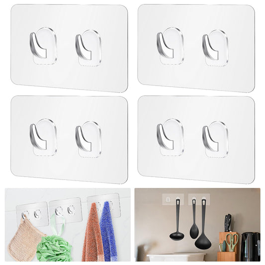 Sibba Shower Caddy Sticky Hooks 4 Pcs Heavy Duty Clips Replacement Strong Sticker Pegging Self Sticky Towel Hangers Robe Holder Hooks Waterproof Stick Fit Kitchen Bathroom