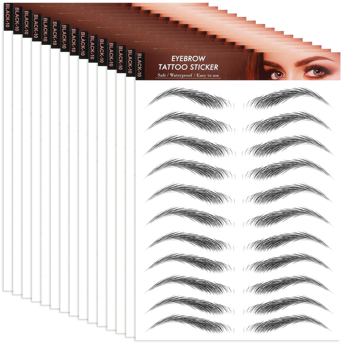 YUXIANLB 15 Sheets of 4D Hair-Like Waterproof Eyebrow Tattoos, Waterproof Eyebrow Transfer Stickers, Shaping Brow Tattoo Stickers, Grooming Eyebrow Transfer Stickers