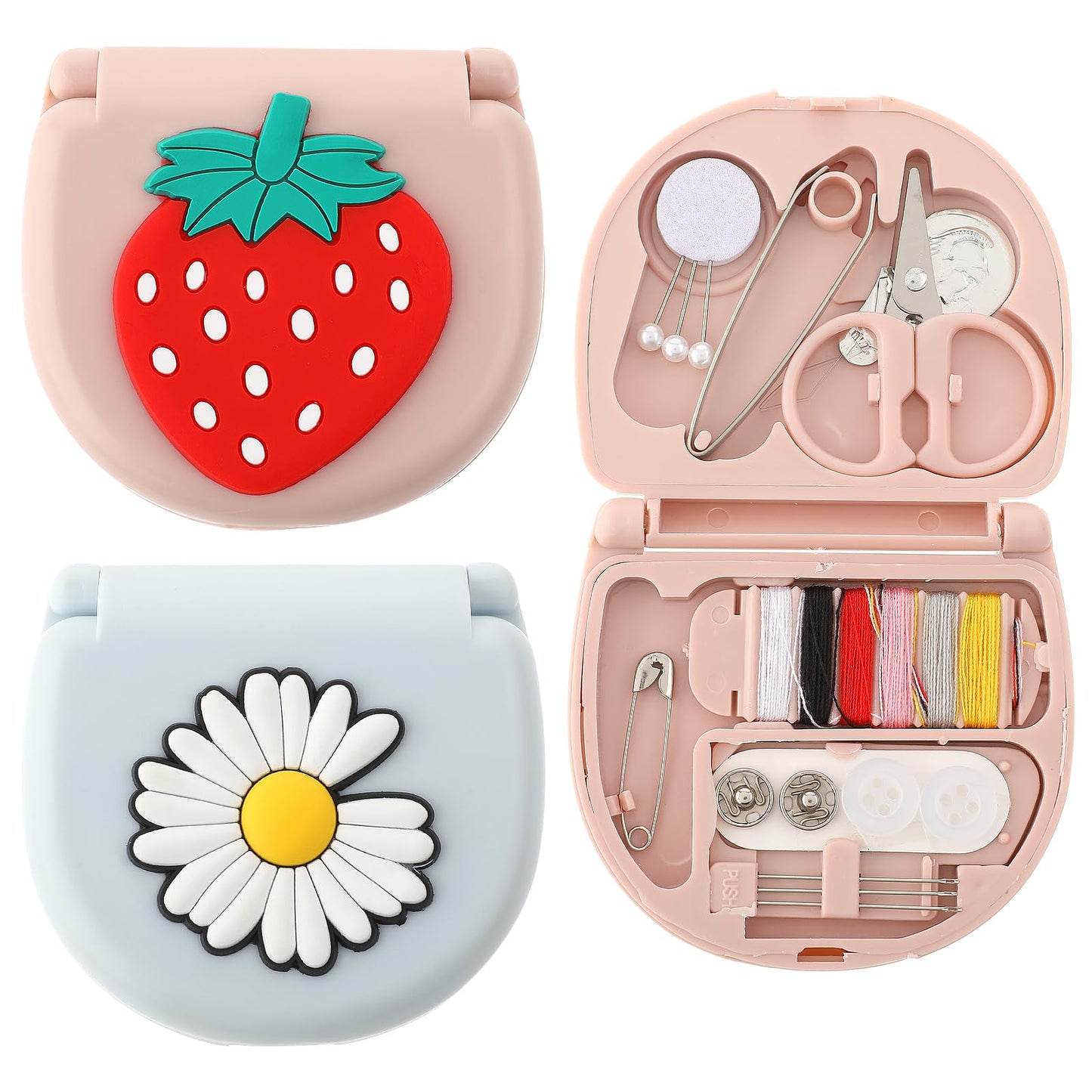 2 Pack Mini Travel Sewing Kit, Portable DIY Sewing Supplies Portable Sewing Tool Kits, Plastic Sewing Box with Threads Scissors Hand Sewing Needles for Adults, Beginners, Home, Travel