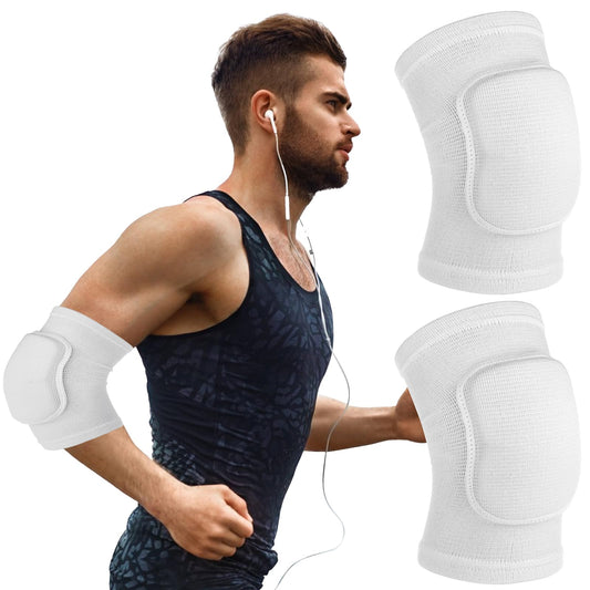 COMNICO Arm Brace Pads Elbow Protector Breathable Anti-Collision Sponge Strap Support Band for Men Women Tendonitis Fitness Volleyball Tennis Golfers(White)