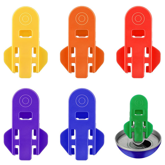 COMNICO 6 Pieces Manual Easy Can Opener Colorful Soda Beer Can Top Ring Opener Tool Drink Plastic Shield Beverage Can Cover Protector for Coke Party BBQ Beach Hand-Safe Dustproof Beer Can Opener