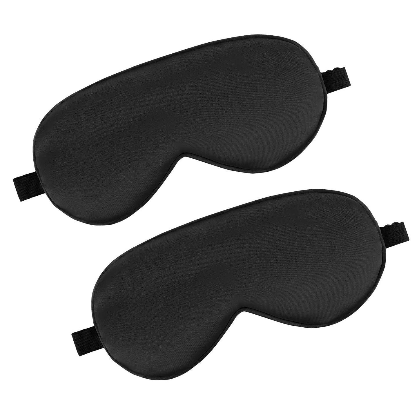 Sleep Mask 2 Pcs Silky Eye Cover Soft Satin Blindfold Adjustable Elastic Strap Night Blackout Eye Shade Comfortable Eyeshade for Women Men Night Sleeping Travel Meditation Nap(Black)
